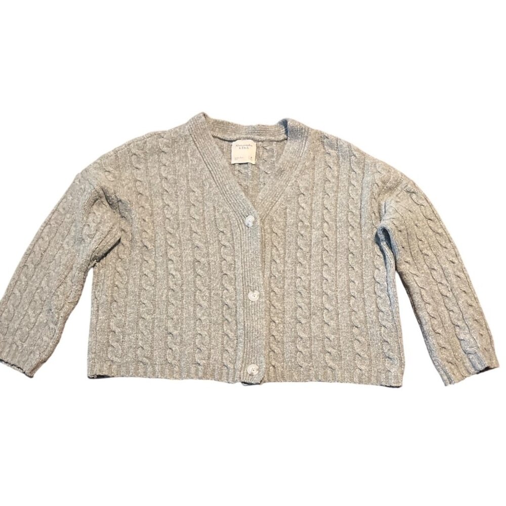 Abercrombie & Fitch cable knit gray‎ cardigan wool blend medium